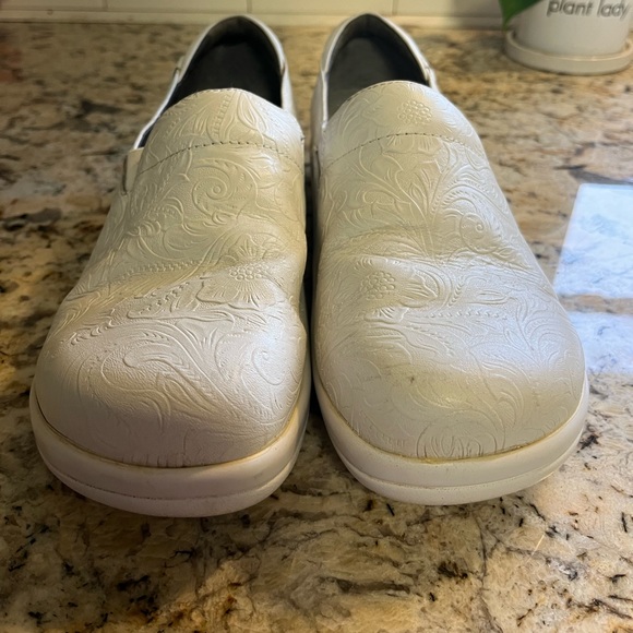 White Leather Alegria Clogs - Picture 2 of 3